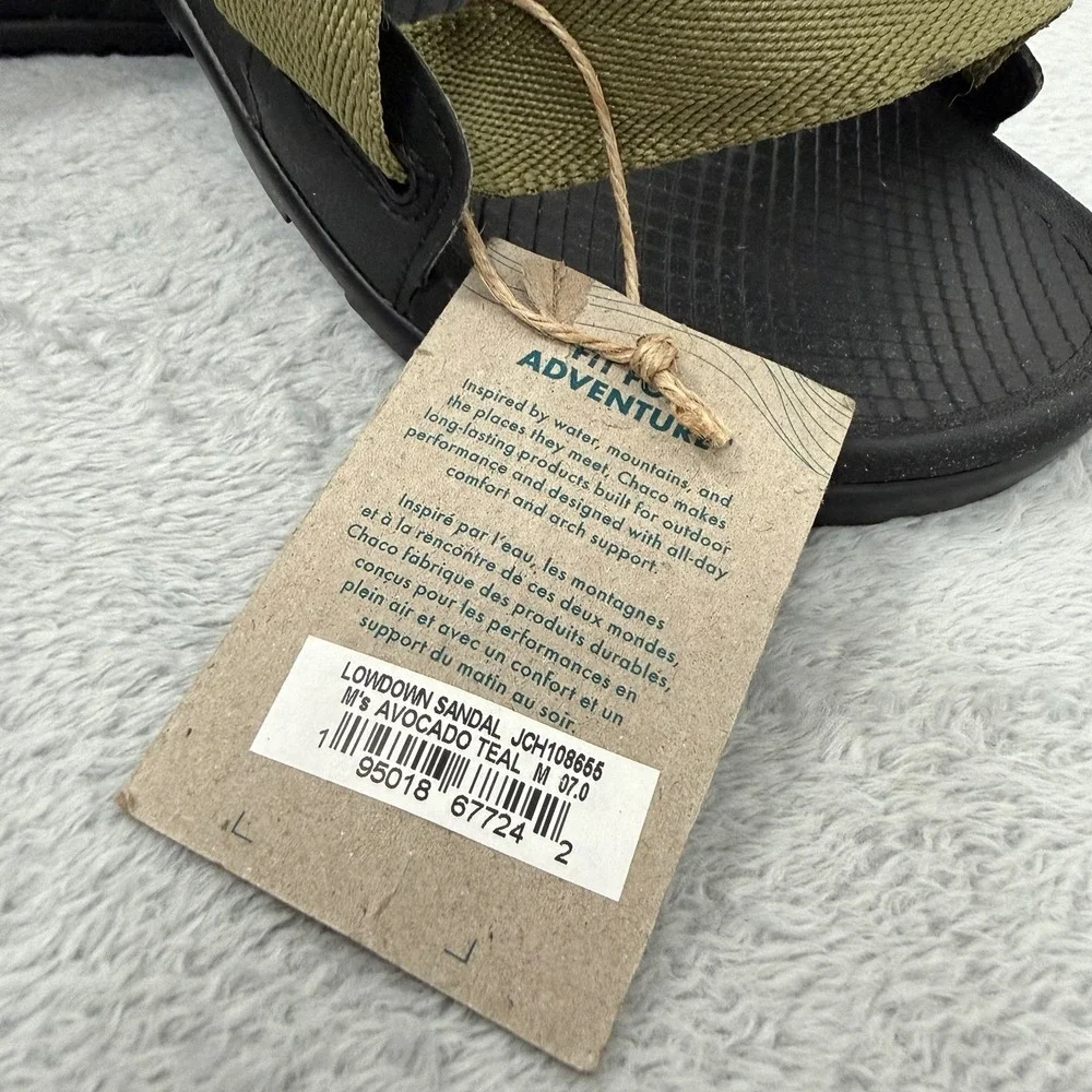 Chaco Lowdown Sandals Mens 7 Olive/Teal Adjustable Straps Sport Slides JCH108655